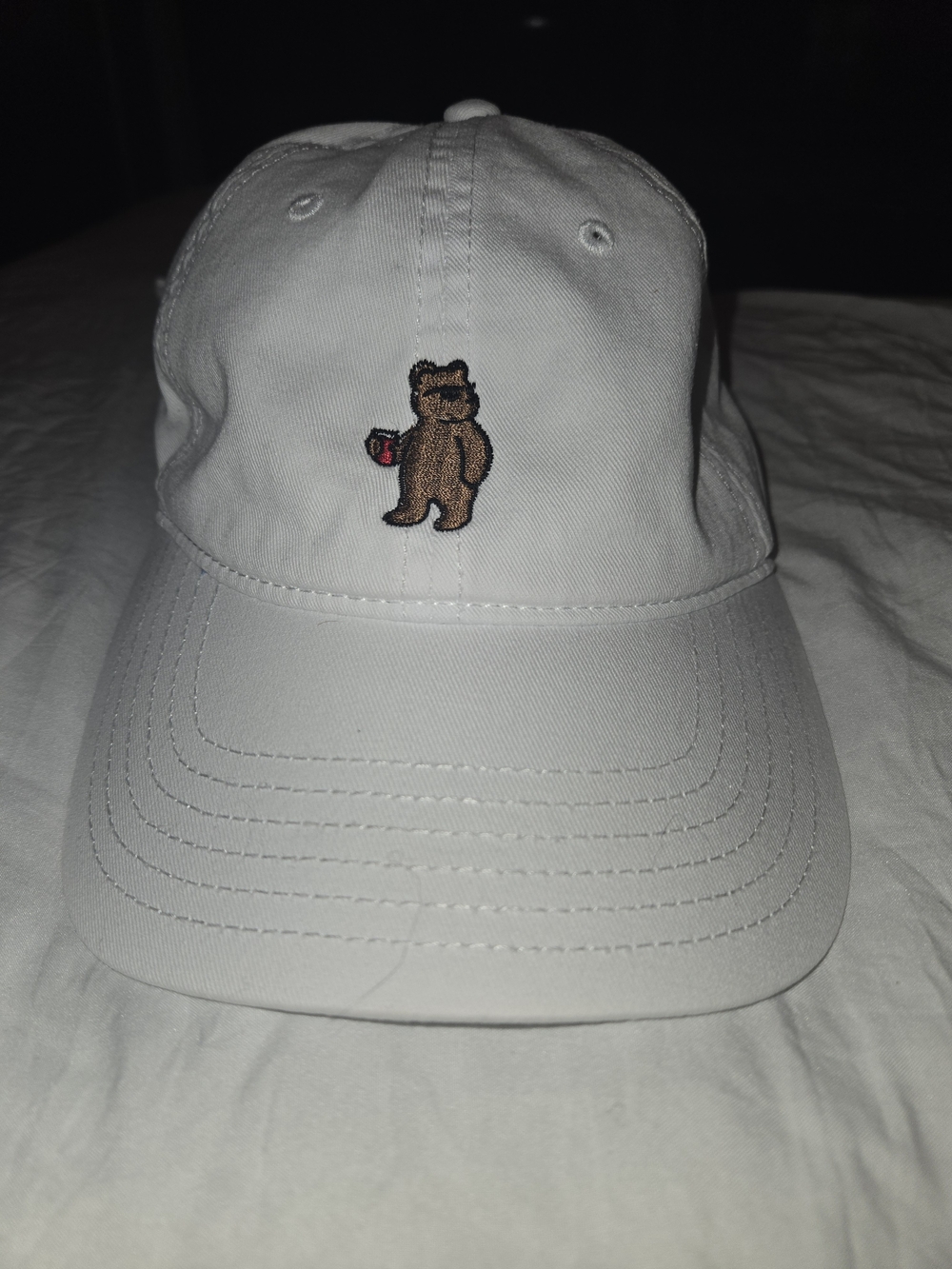 Riot Society White Riot Bear Embroidered Dad Hat - Red Cup Bear - OSFM